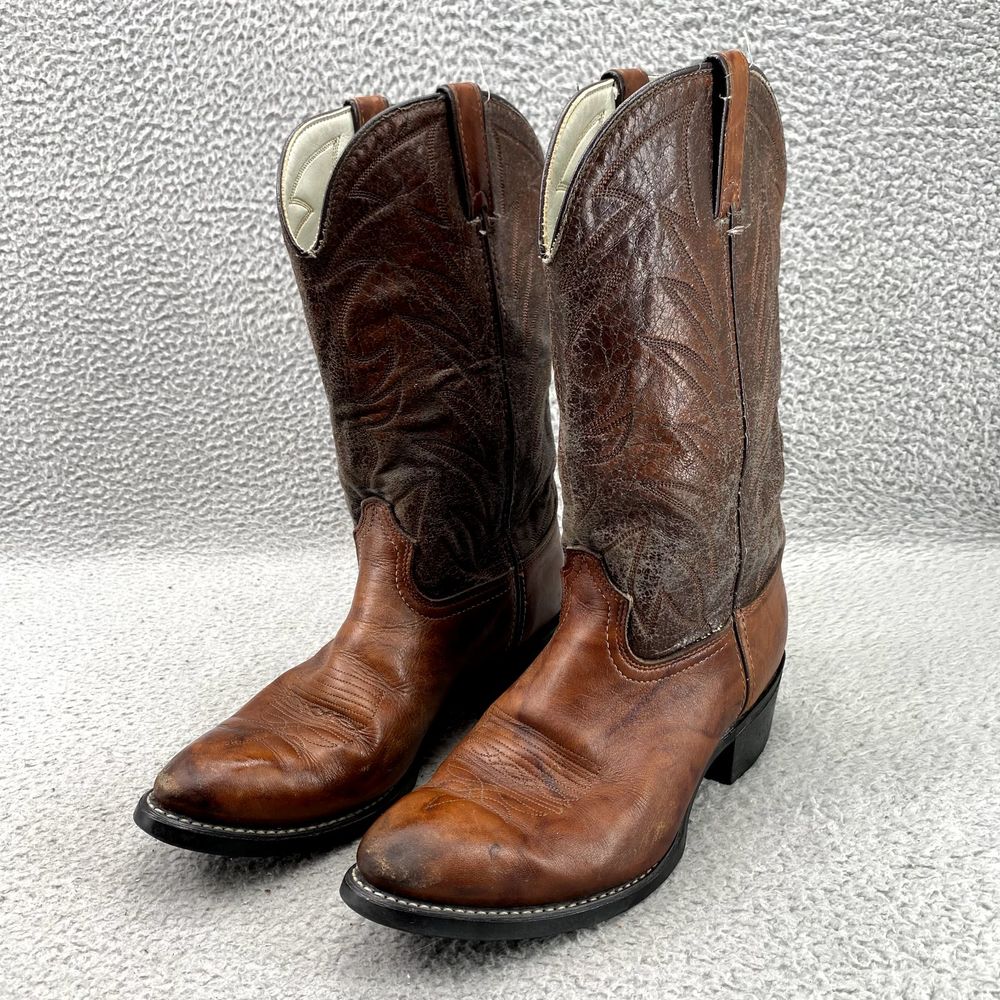 Vintage Durango Boots Adult Size 10  Brown Leather Western Embroider Shoes Men's